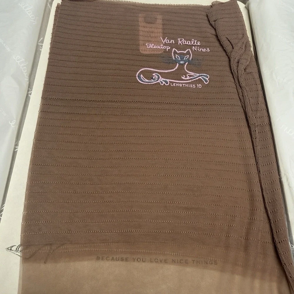 2-Vtg 50s VAN RAALTE Flextop Nines Drama 10 L Nylon Hose Stockings Seam New‎ Box
